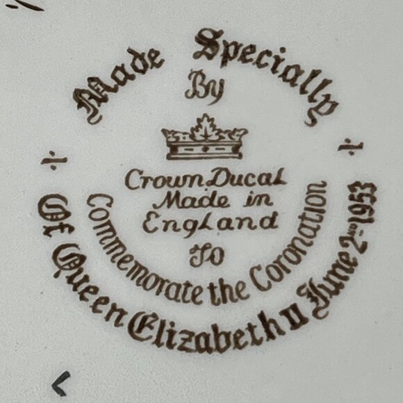 Vintage Crown Ducal Porcelain Plate Queen Elizabeth II England 1953 Coronation - Picture 9 of 10